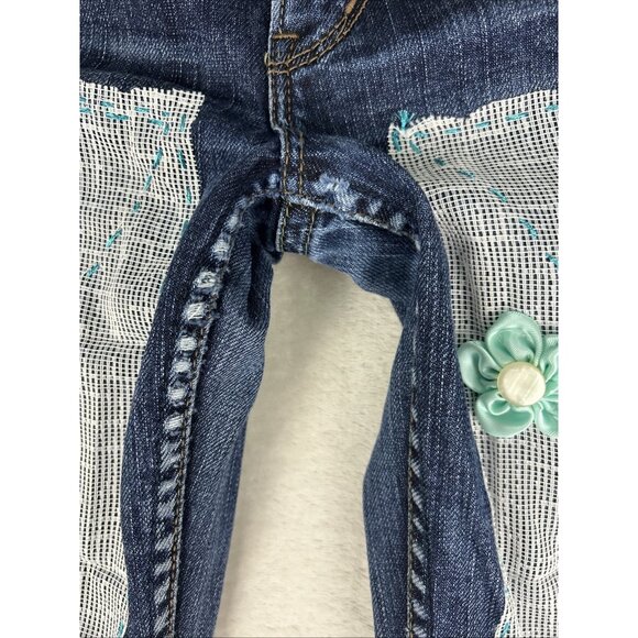 Silver Jeans Toni Women’s 27 Custom Lace Flower Modified Hippie Boho Floral - Picture 13 of 16
